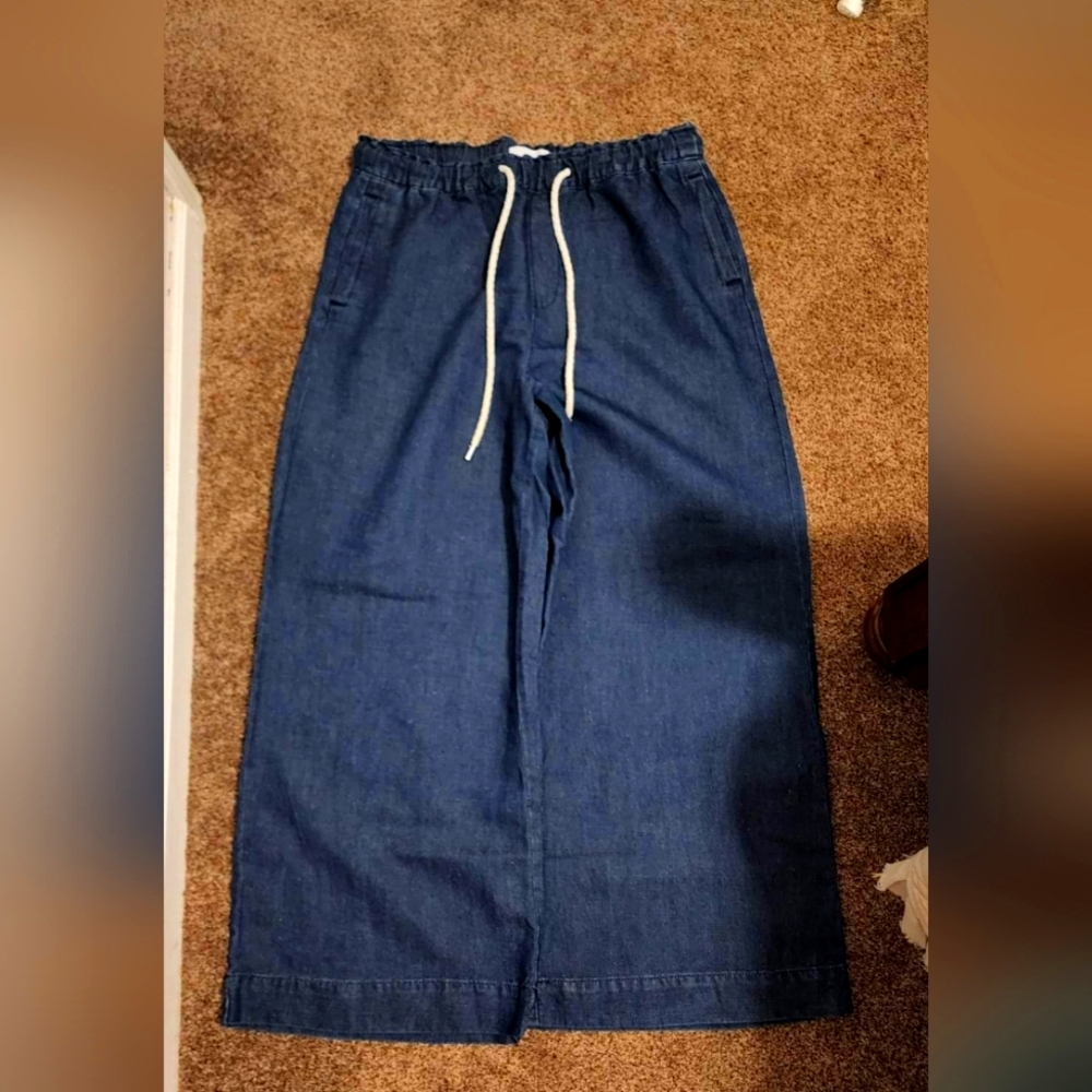 Loft High Rise Wide Leg Linen Jean